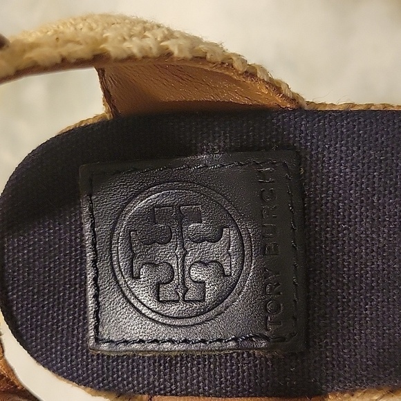 Tory Burch Leather Lucia Canvas Espadrille Wedge Crochet Woven Lace Sandal 6.5 - Picture 10 of 10